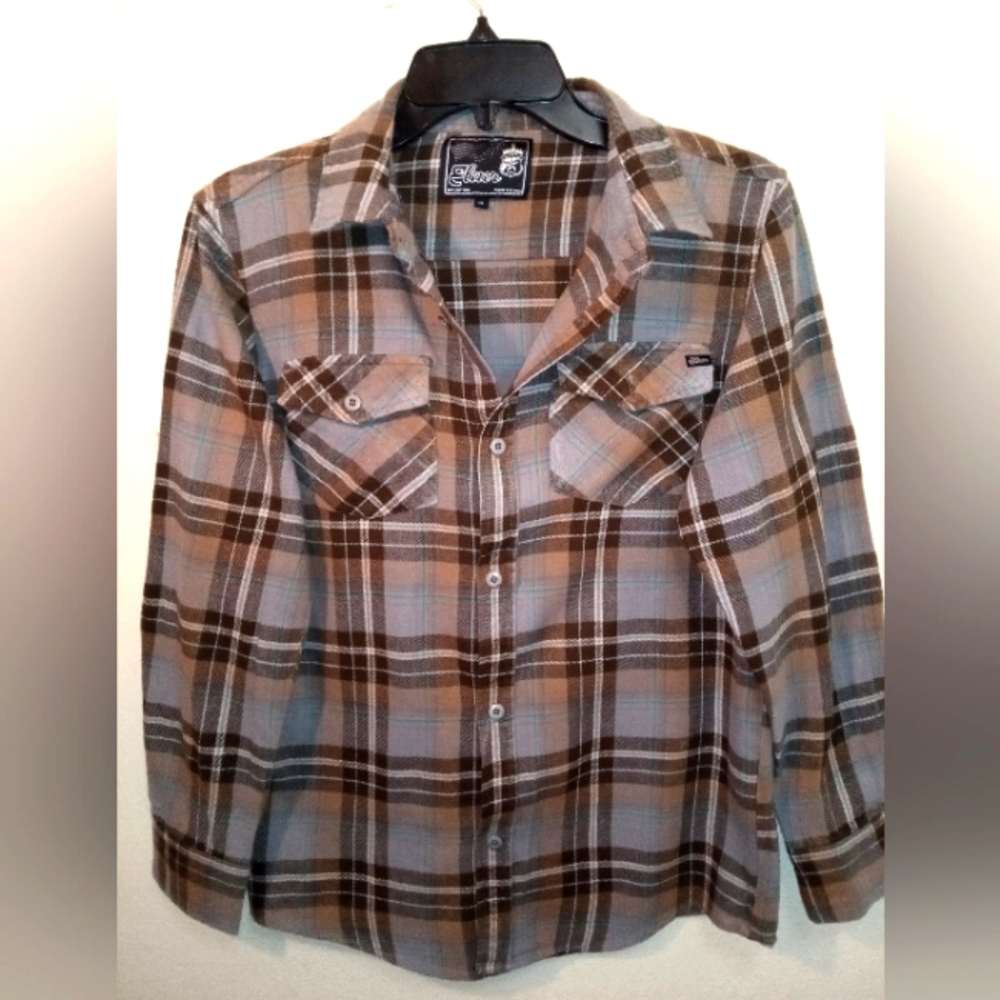 NWOT | ELIXIR BOYS BROWN AND TAN LONG SLEEVE SHIRT | SIZE X-LARGE